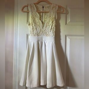 Lulu’s White Crochet Lace Skater Dress XS